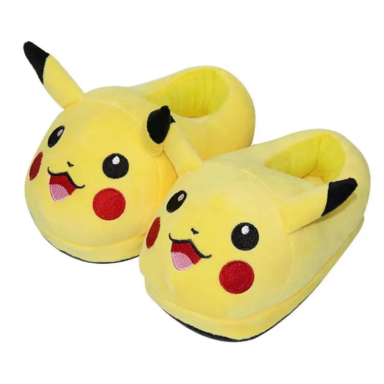 2022 New Animation Pokemon Pikachu Kawaii Winter Home Warm Cotton Slippers Lovely Indoor Plush  Shoes Parent-Child Styles Gift