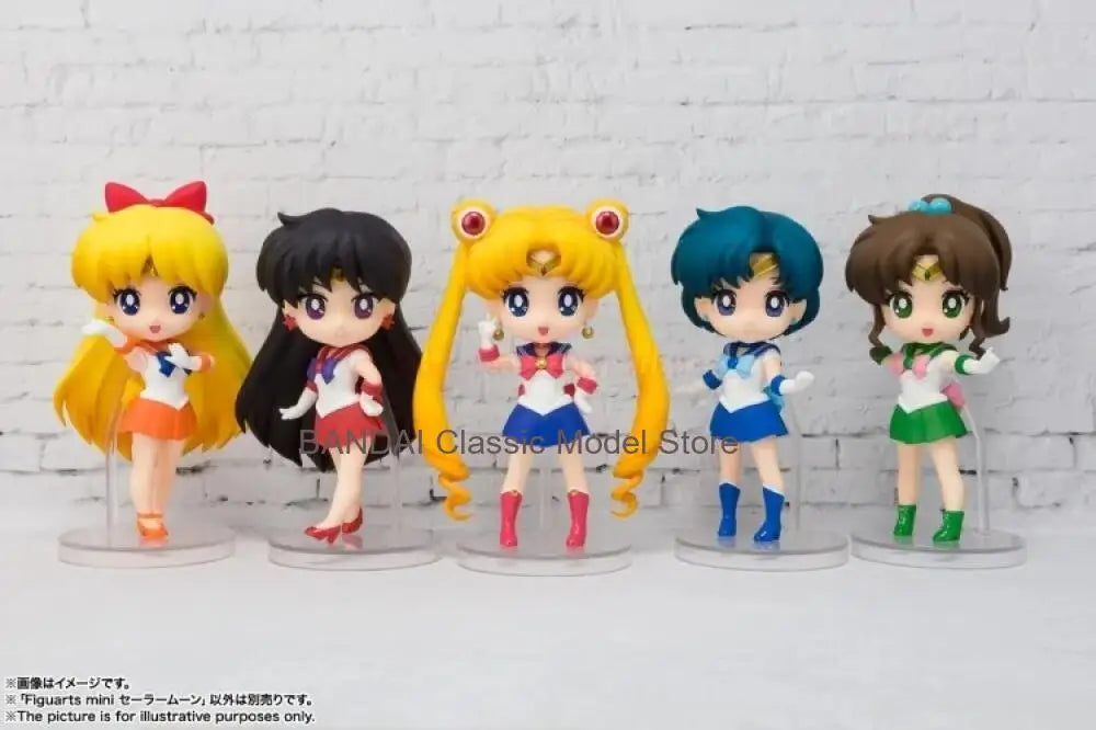 Bandai Original Sailor Moon Anime Figuarts Mini 9cm Sailor Mars Sailor Venus Action Figure Toys For Adult Gift Collectible Model