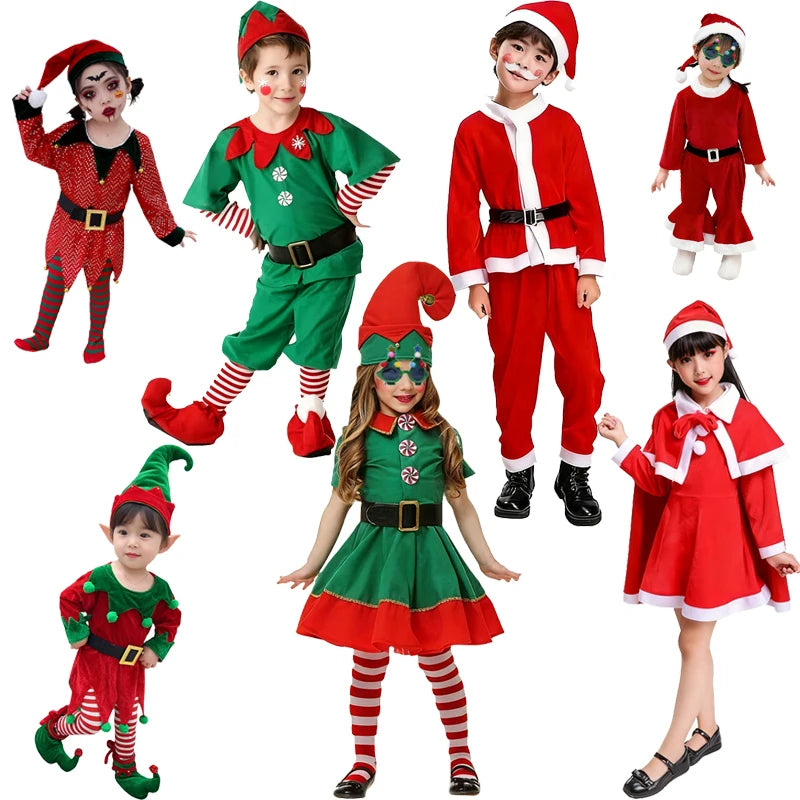 Christmas Kids Clothes Girl's Cosplay Dress Boys and Girls Carnival Party Clothes Children's New Year Costume Xmas Suit Gift