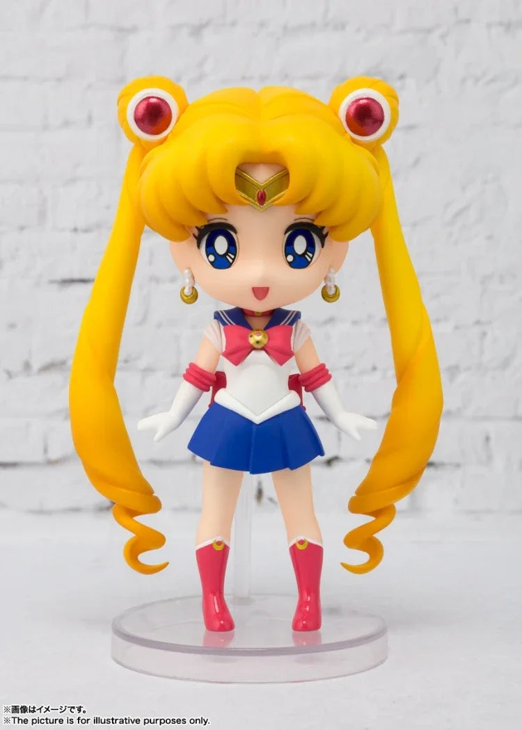 Bandai Original Sailor Moon Anime Figuarts Mini 9cm Sailor Mars Sailor Venus Action Figure Toys For Adult Gift Collectible Model