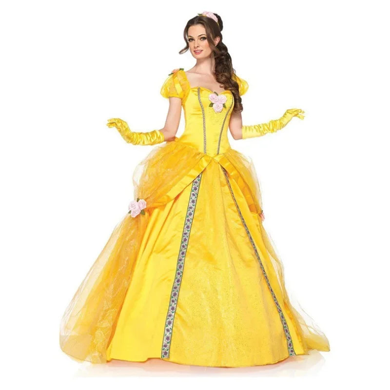 Disney Movie Beauty and Beast Cosplay Belle Princess Adult Dress Halloween Carnival Party Ball Women's Costumes Ladies Xmas GIft