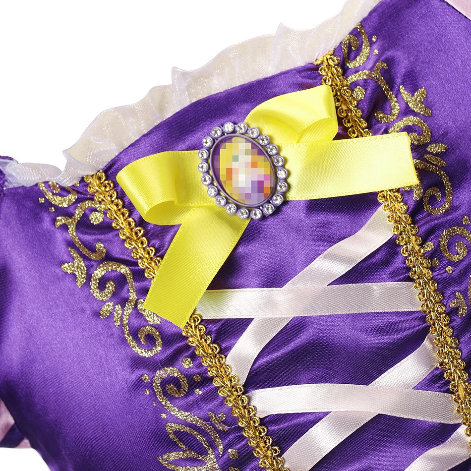 Rapunzel Dresses for Girls 2025 Cosplay Kids Dress Up Fantasy Children Birthday Party Princess Costume Kids Clothes