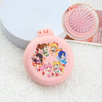 Sailor Moon Anime  Mini Folding Hair Brush with Mirror Portable Travel Comb for Women Lightweight Outdoor Use Hand Washable Gift
