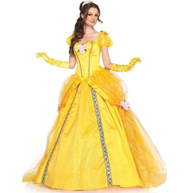 Disney Movie Beauty and Beast Cosplay Belle Princess Adult Dress Halloween Carnival Party Ball Women's Costumes Ladies Xmas GIft