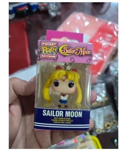 FUNKO POP Japanese Anime Sailor Moon & Sailor Chibi Moon Pocket Keychain Toy Action Figure Collectible Toys for Children Gift