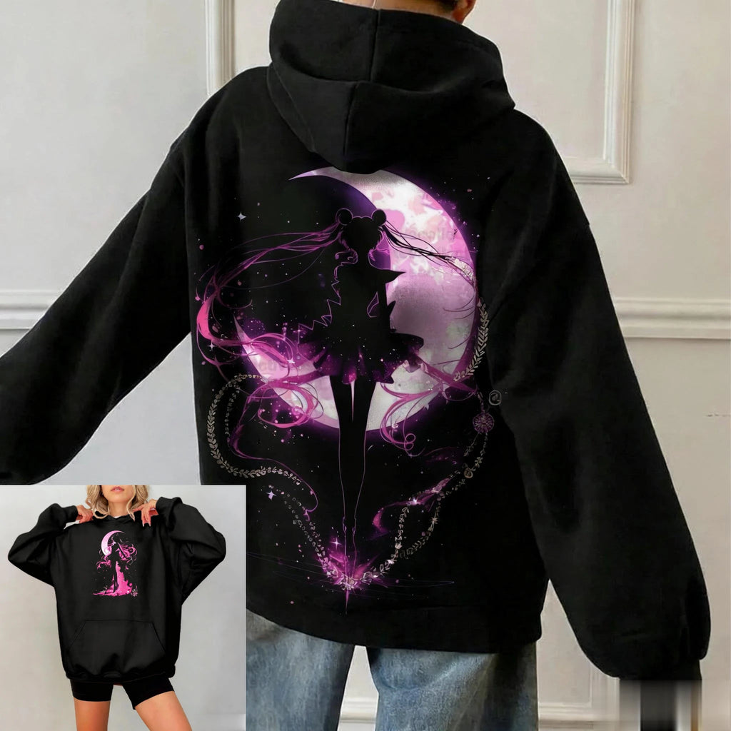 Sailor Moon Anime Women Men Hoodie Oversized Casual Streetwear Kawaii Print Pullover Sweatshirt Spring Autumn Trendy Y2k Unisex