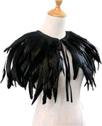Witch's genuine feather shawl cloak with lace collar, suitable for all kinds of festival activities, witch costume.