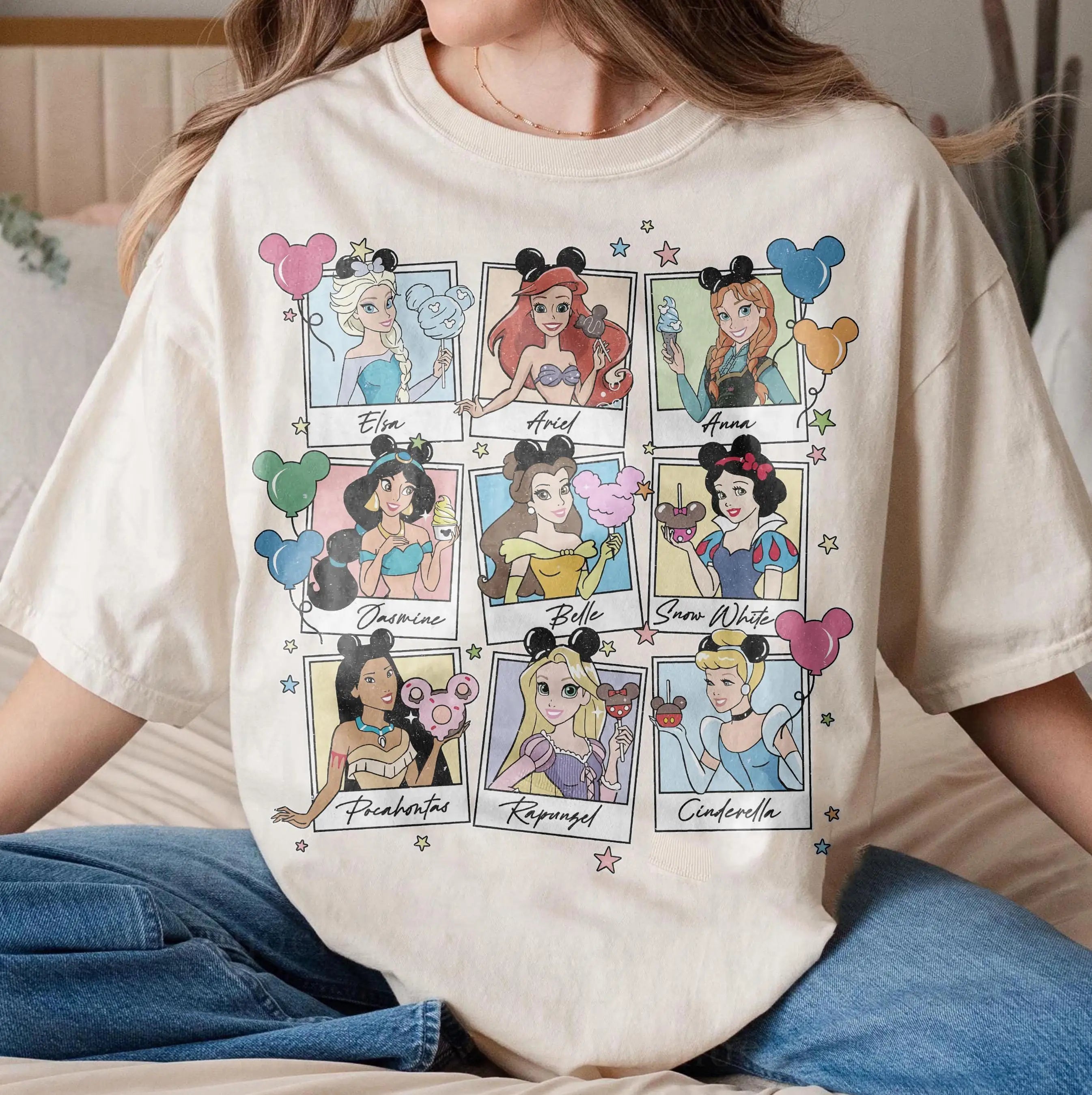 Retro Disney Princess Comfort Colors Shirt Polaroid Frame Disney Princess Tee Disney Girl Trip Tee Princess Women Tee