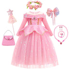 Halloween Costumes Kids Pink Girls Party Dresses Girl Aurora Princess Gown Sleeping Beauty Cosplay Costume Fantasy Disguise Sets