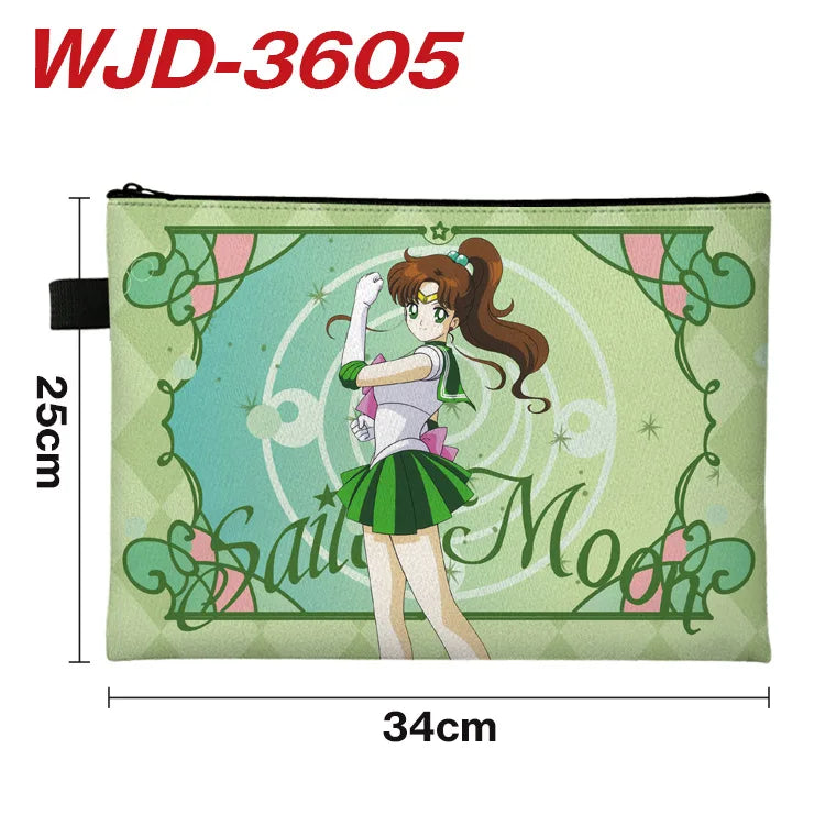Sailor Moon File Bag - Cartoon and Anime Full-Color Document Bag, Zippered Test Paper Stationery Storage Bag