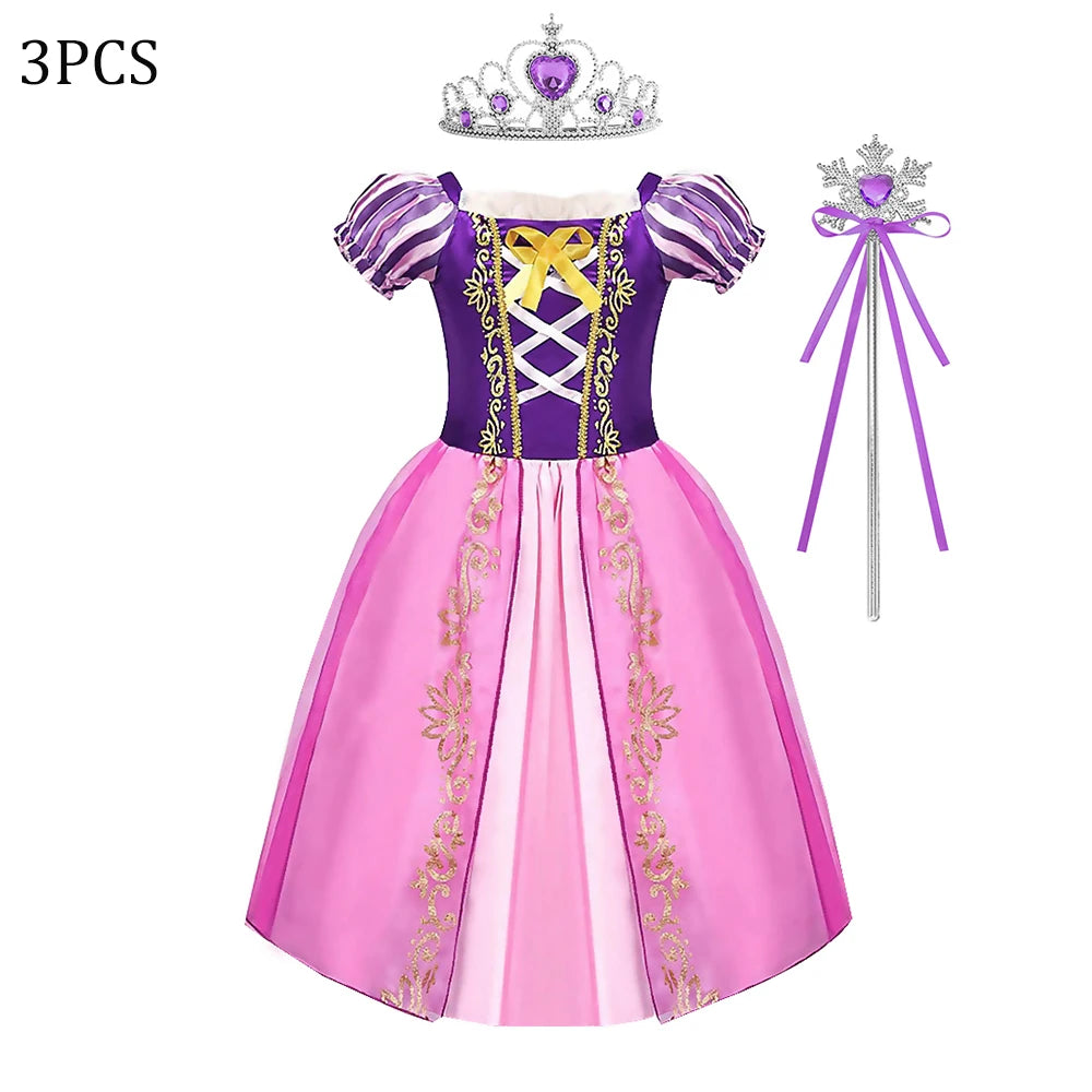 Princess Girl Dress Rapunze Costume For Kids Girl Halloween Cosplay Birthday Party Dresses Gowns Children Clothes Outfit