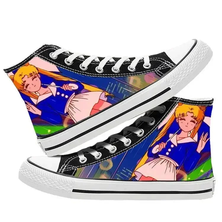 Sailor Moon high-top two-dimensional student canvas shoes anime men and women cartoon fashion casual graffiti board shoes  gifts