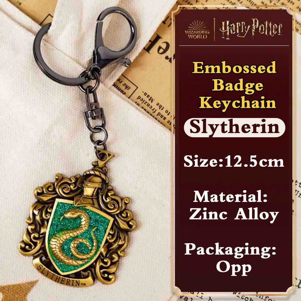 Genuine Harry Potter Metal Embossed Badge Keychains Cosplay Props Film Television Peripheral Backpack Hanging Ornaments Gifts