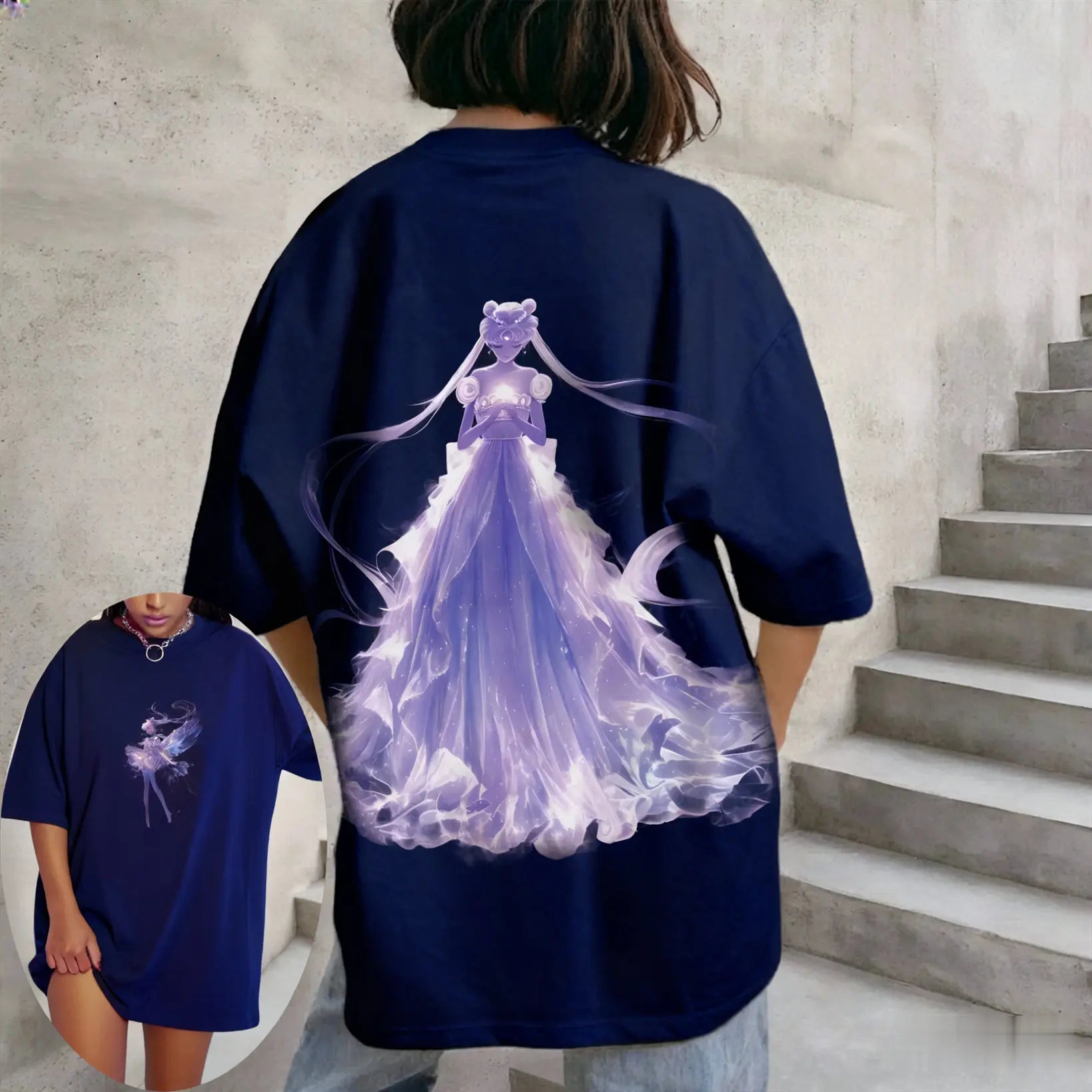 Sailor Moon Loose Women's Parent-child Fashion Short-sleeved T-shirt for Spring Summer Oversized Comfortable Casual Outdoor Top