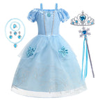Girl Cinderella Dress Up Floral Children Party Princess Costume Kids Halloween Carnival Outfit Kids Clothes