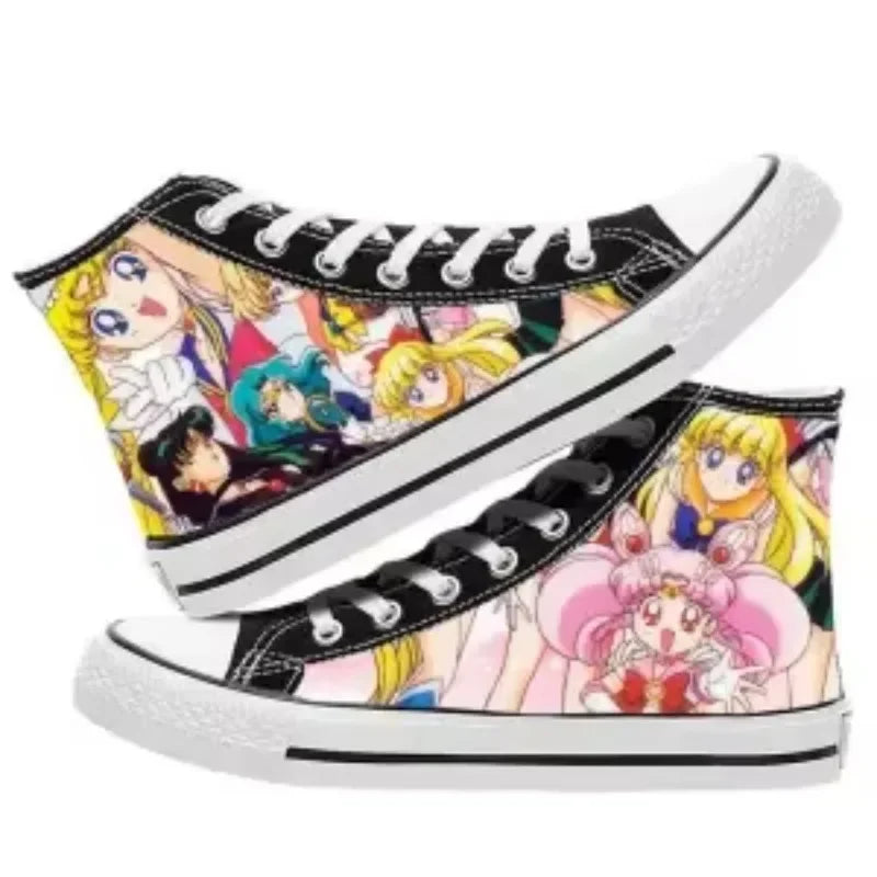 Sailor Moon high-top two-dimensional student canvas shoes anime men and women cartoon fashion casual graffiti board shoes  gifts