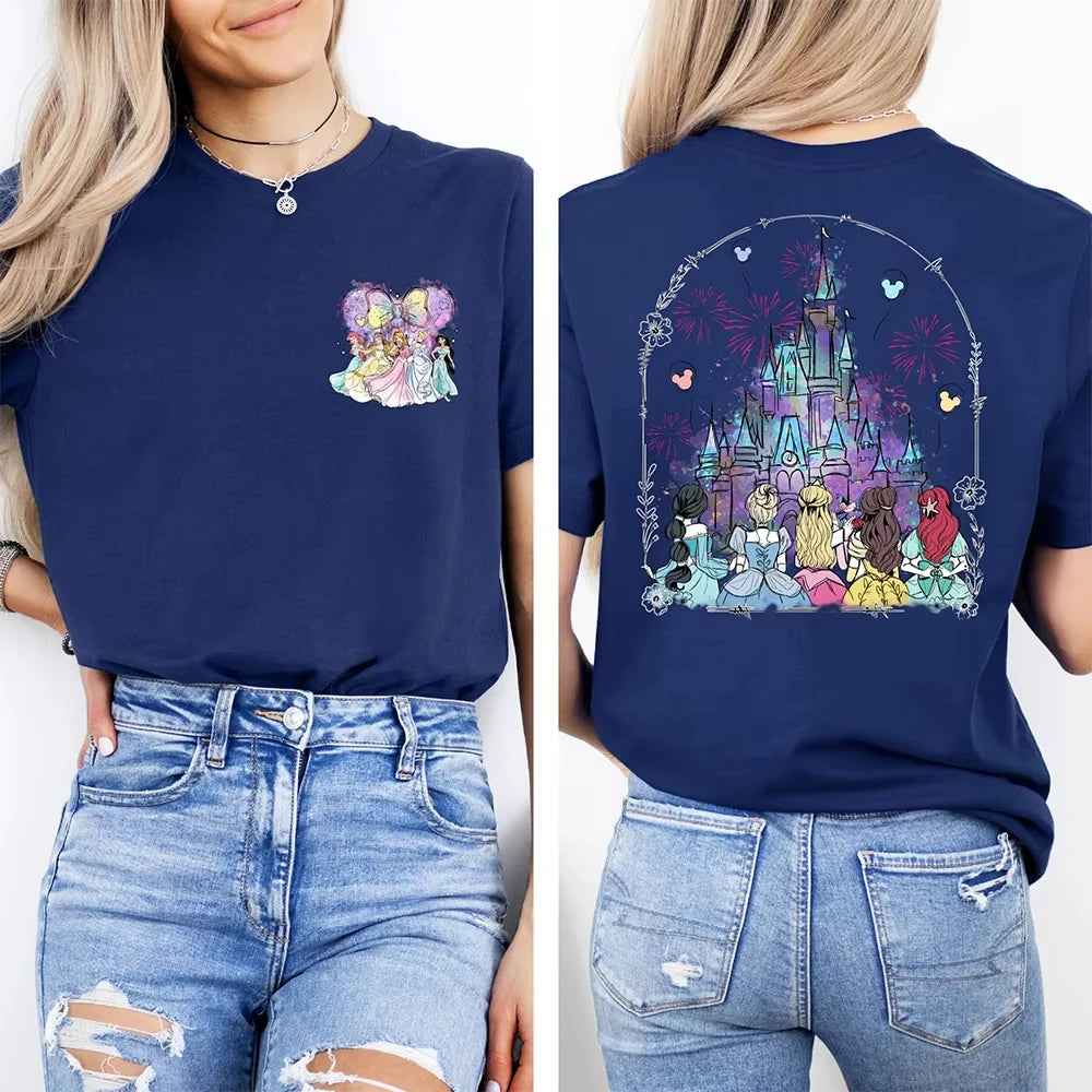 New Disney Women's Breathable T-shirt Cotton Fabric Version Loose Casual Round Neck Short Sleeve Design
