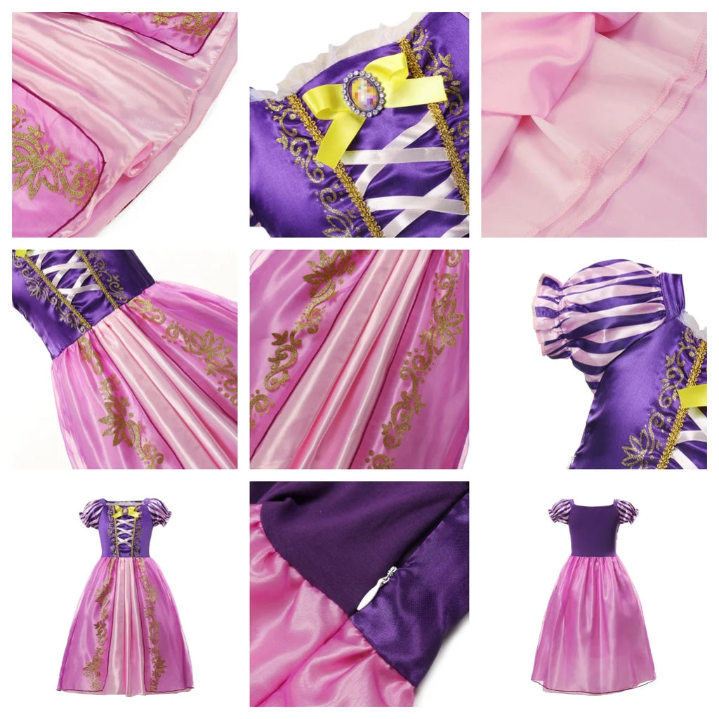 Rapunzel Dresses for Girls 2025 Cosplay Kids Dress Up Fantasy Children Birthday Party Princess Costume Kids Clothes