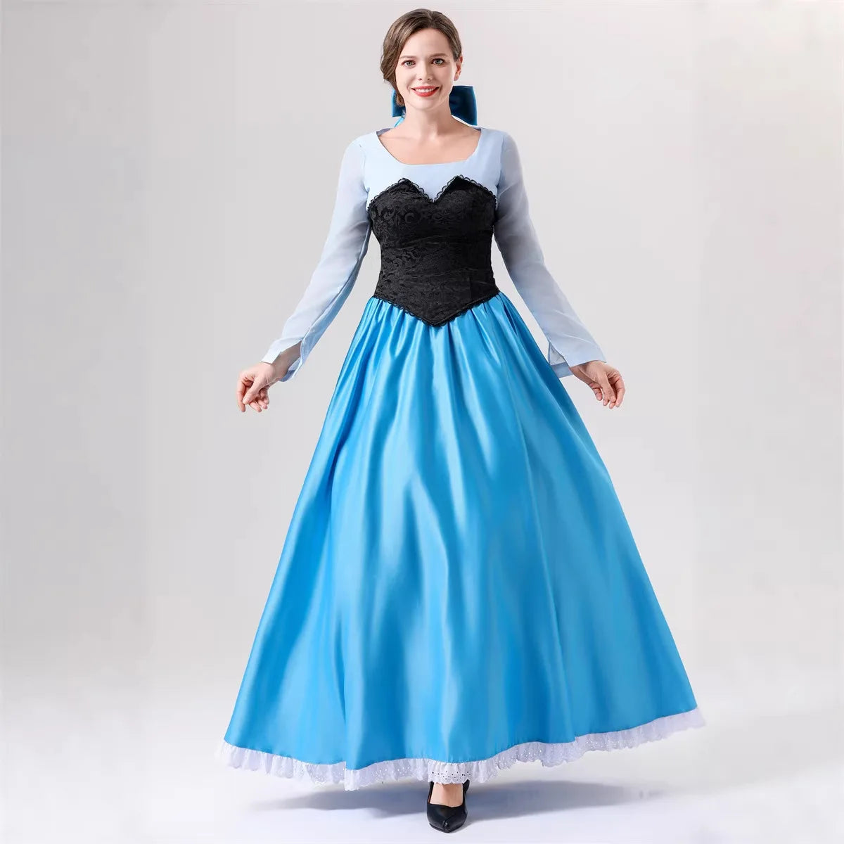 Halloween Adult Costume Ariel Princess COS Mermaid Princess Blue Dress Costume Party Performance Clothing for Women