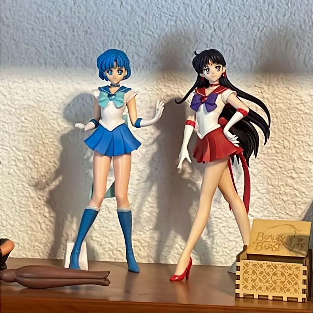 23cm Sailor Moon Anime Figure Sailor Mars Mercury Jupiter Venus Saturn Action Figurine Model Kids Collectible Toys Birthday Gift