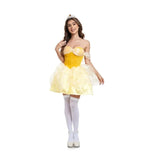 Halloween Beauty and the Beast Costume Women's Sexy Yellow Belle Princess Cosplay Carnival Party Fancy Dress Up