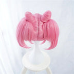 New chibi moon Cosplay Wigs Pink Chibiusa Wigs Heat Resistant Synthetic Hair Perucas Cosplay Wig + Wig Cap