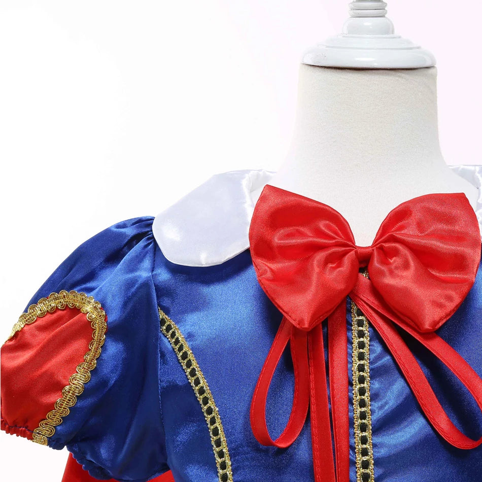 Snow White Costume for Girls Short Sleeve Dress with Cape Tulle Dress Princess Birthday Party Gown