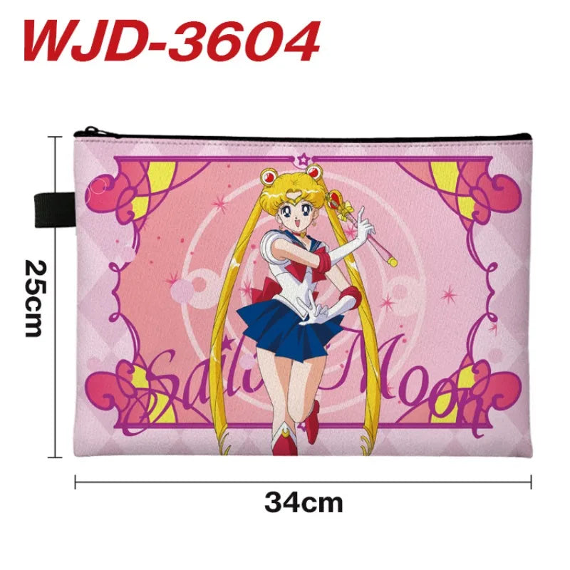 Sailor Moon File Bag - Cartoon and Anime Full-Color Document Bag, Zippered Test Paper Stationery Storage Bag