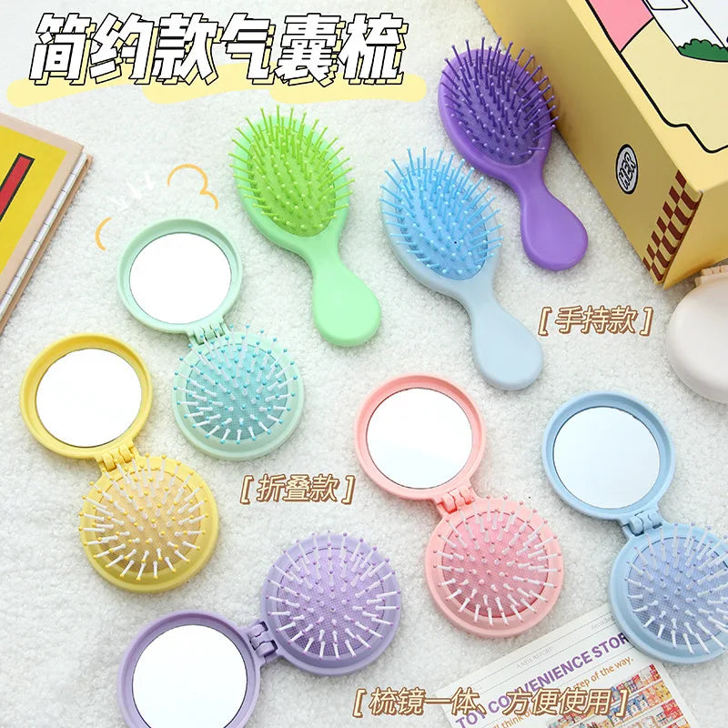 Sailor Moon Anime  Mini Folding Hair Brush with Mirror Portable Travel Comb for Women Lightweight Outdoor Use Hand Washable Gift