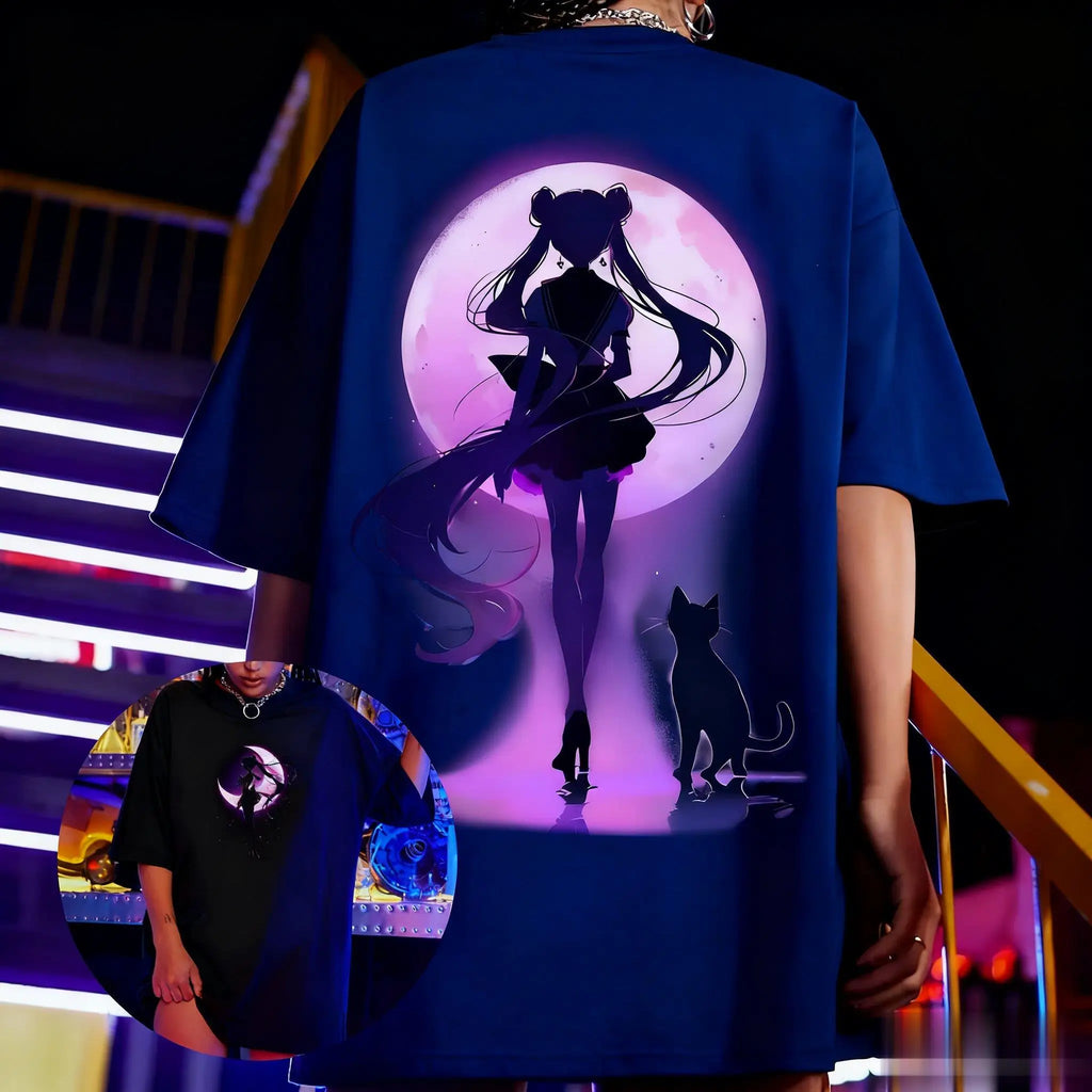 New Anime T-shirt Men Women Sailor Moon Summer Casual Cotton Short Sleeve Streetwear Oversized Anime Print Graphic Tee Y2k Tops