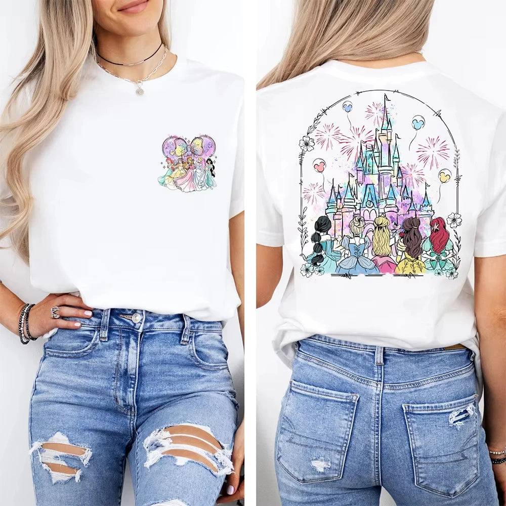 New Disney Women's Breathable T-shirt Cotton Fabric Version Loose Casual Round Neck Short Sleeve Design