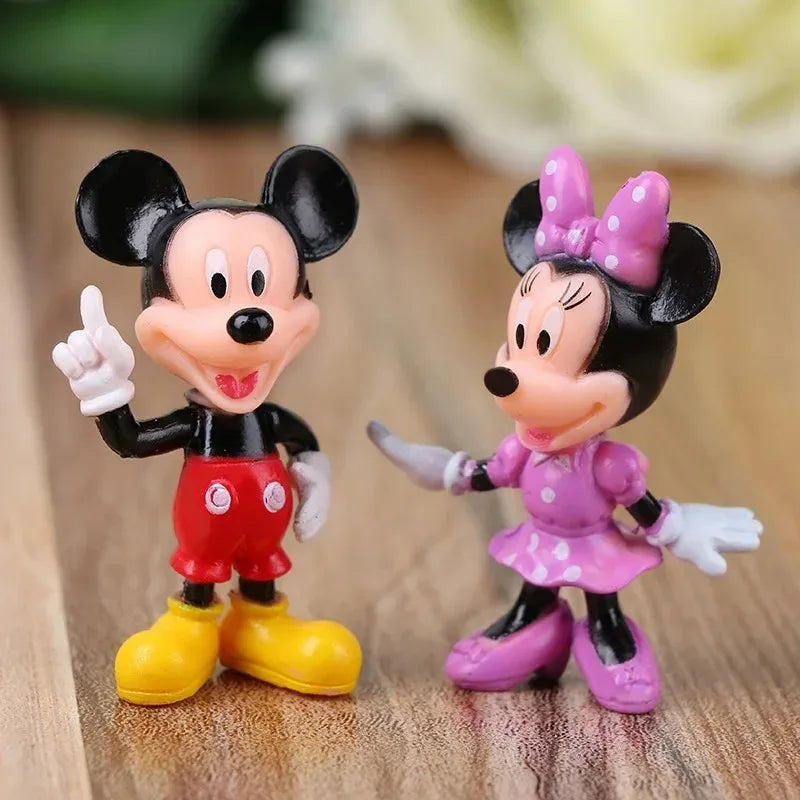 Disney Mickey Mouse Action Figures 6pcs/set Minnie Pvc Model Doll Anime Peripherals Cake Decoration Children Birthday Gifts