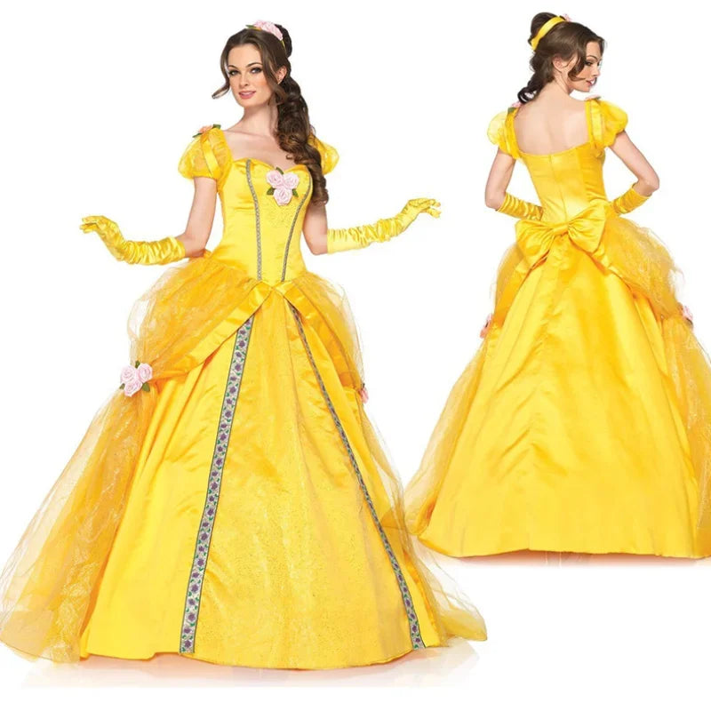 Disney Movie Beauty and Beast Cosplay Belle Princess Adult Dress Halloween Carnival Party Ball Women's Costumes Ladies Xmas GIft