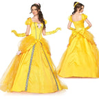 Disney Movie Beauty and Beast Cosplay Belle Princess Adult Dress Halloween Carnival Party Ball Women's Costumes Ladies Xmas GIft