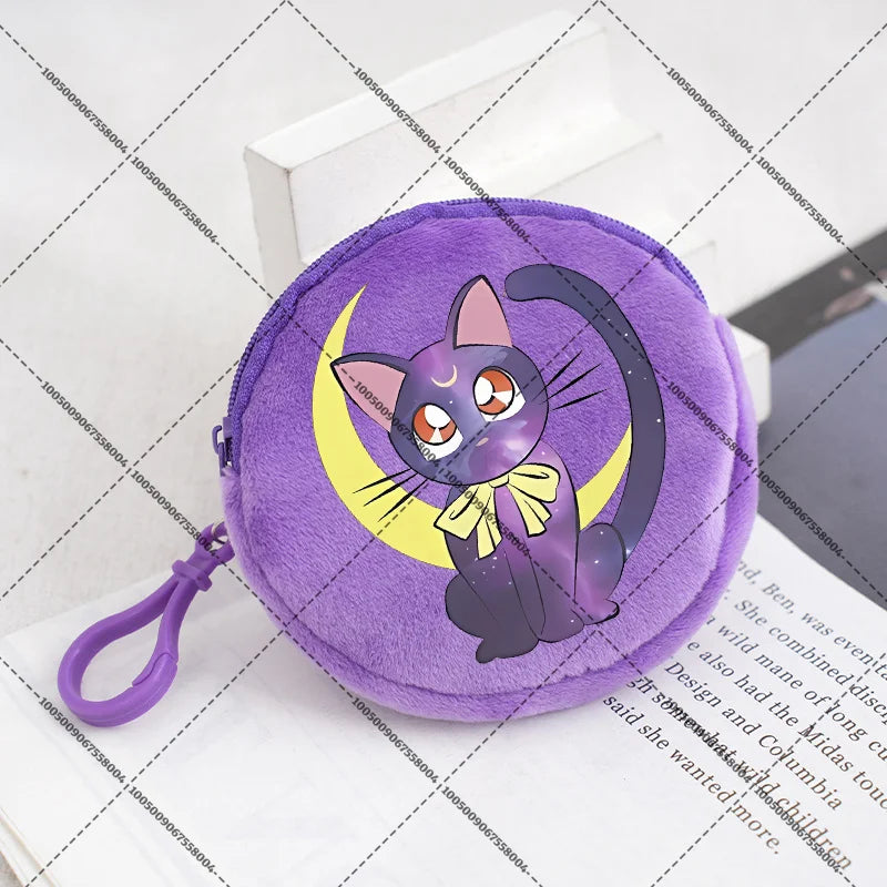 Sailors Moon Zipper Purses Small Bags Portable Coin Pouch Anime Children Round Wallet Cartoon Mini Storage Keychain Bag Kid Gift