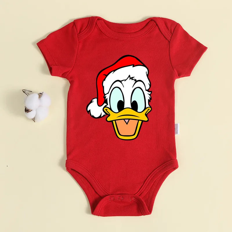 Christmas Newborn Baby Red Romper 100% Cotton Baby Mickey Print Infant Outfit Baby Girls Boys Bodysuit Disney Clothes Xmas Gift