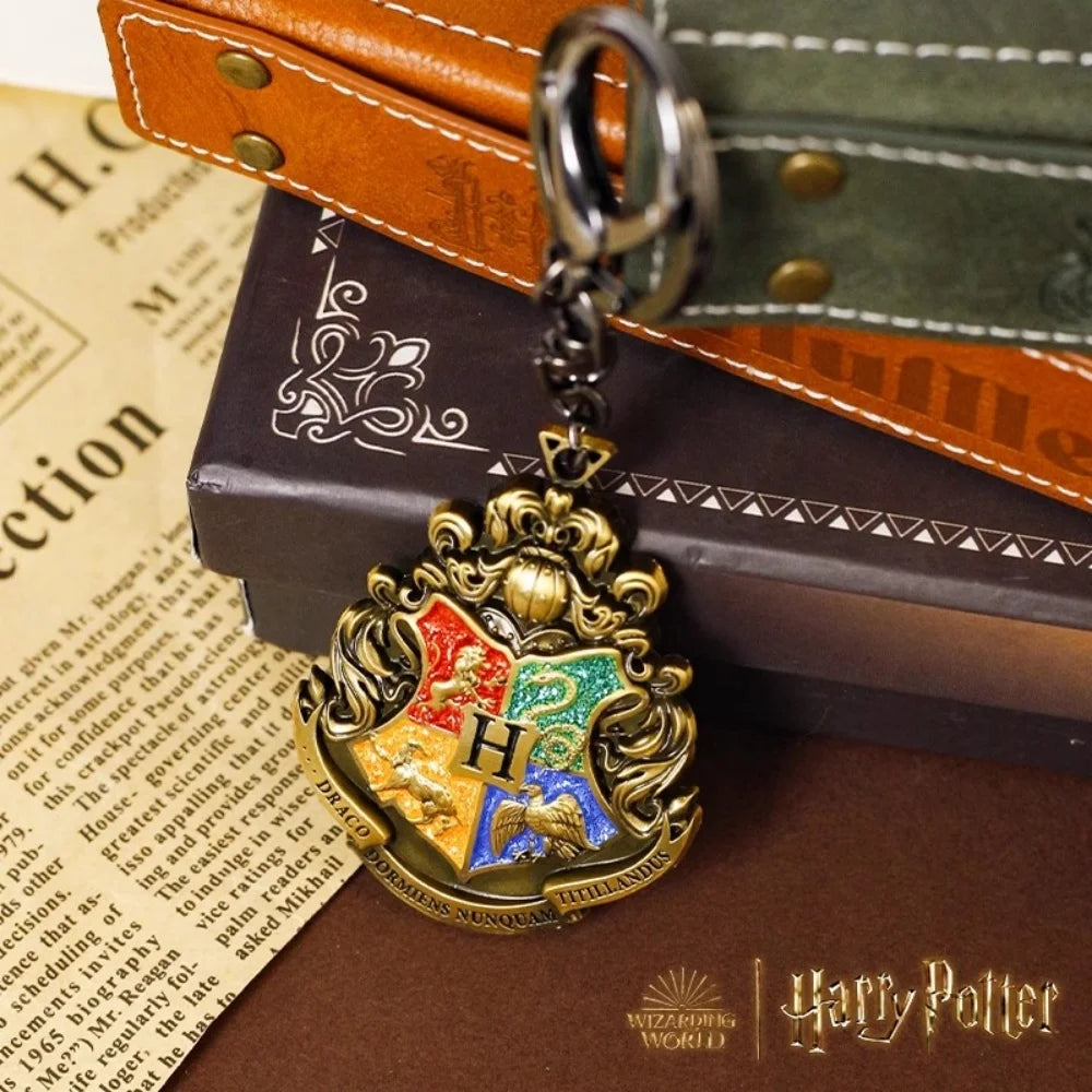 Genuine Harry Potter Metal Embossed Badge Keychains Cosplay Props Film Television Peripheral Backpack Hanging Ornaments Gifts