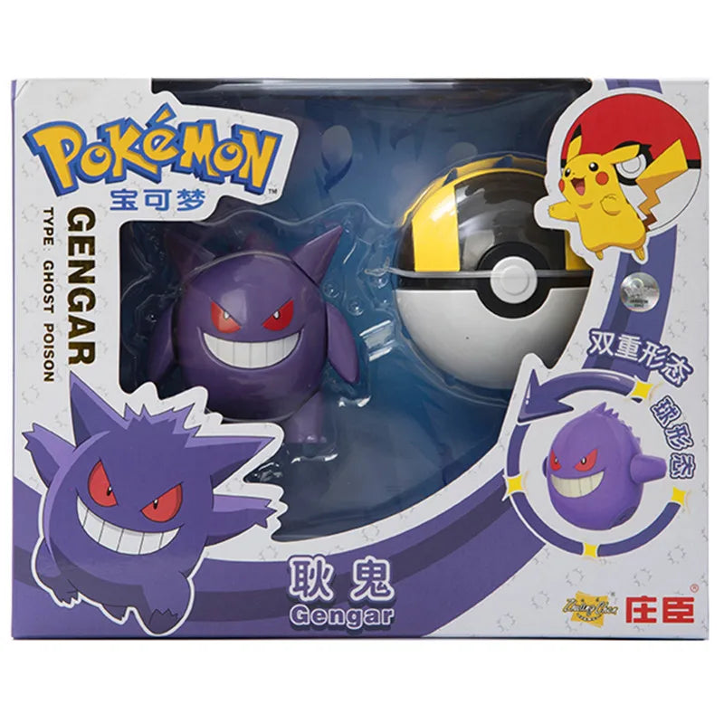 Genuine Pokemon Anime Figure Pikachu Gengar Charizard Gyarados Mew Dragonite Doll Model Children's Transformation Toy Gift Set