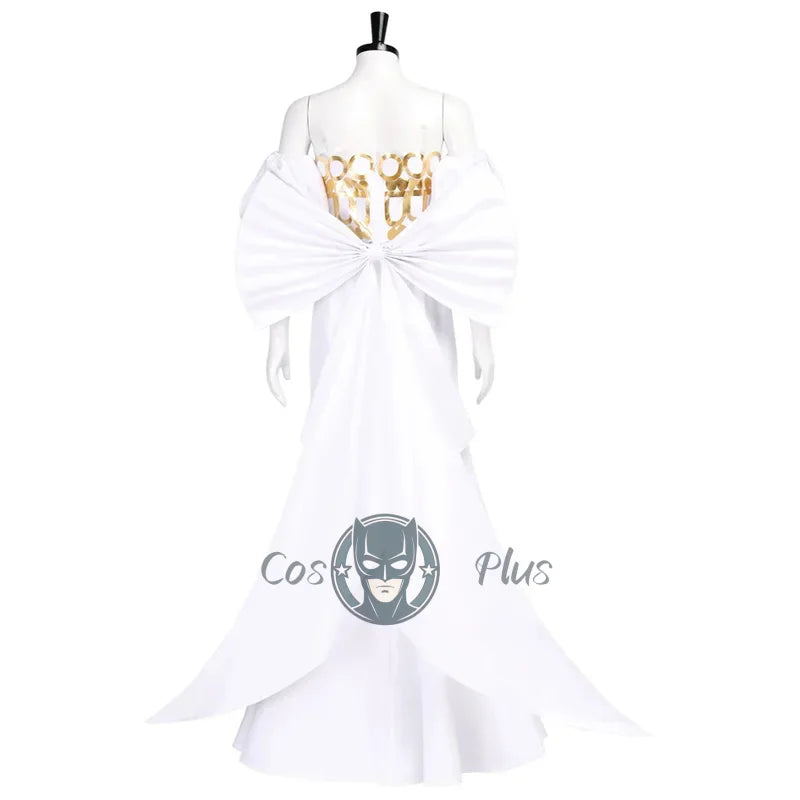 Princess Serenity Tsukino Usagi Cosplay Costume White Long Woman Dress Big Bow Halloween Party Girl Outfit