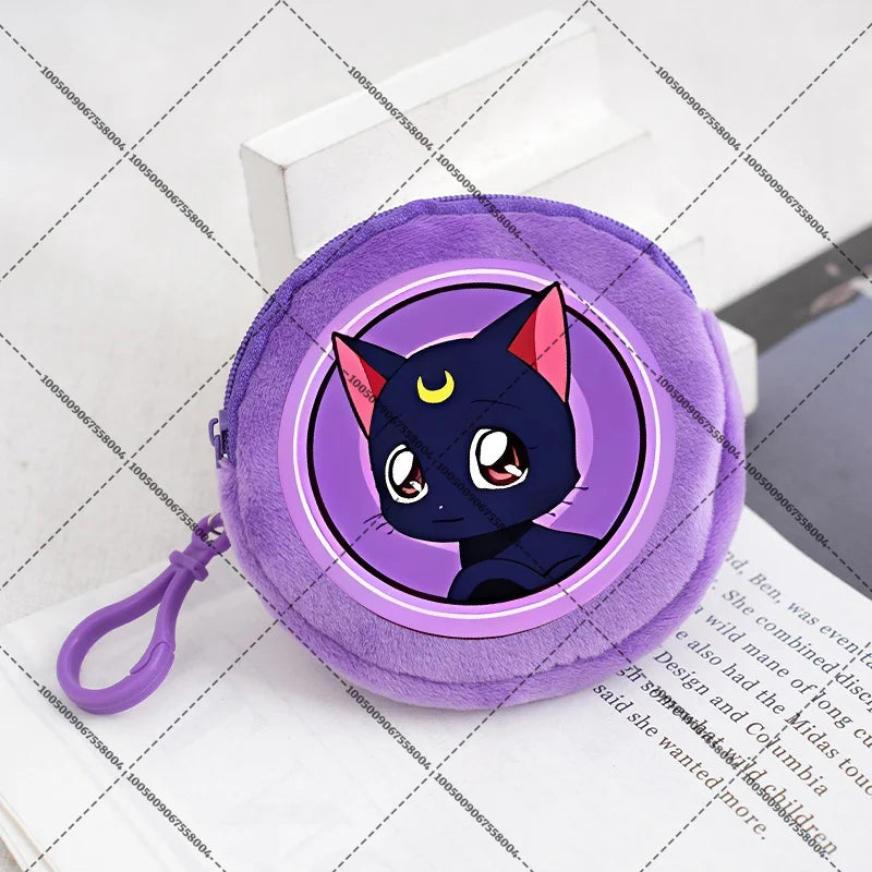 Sailors Moon Zipper Purses Small Bags Portable Coin Pouch Anime Children Round Wallet Cartoon Mini Storage Keychain Bag Kid Gift