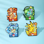 4pcs Cartoon Charmander Enamel Pins Metal Brooches Lapel Badges for Backpack Clothes Jewelry Accessory Gift for Friends