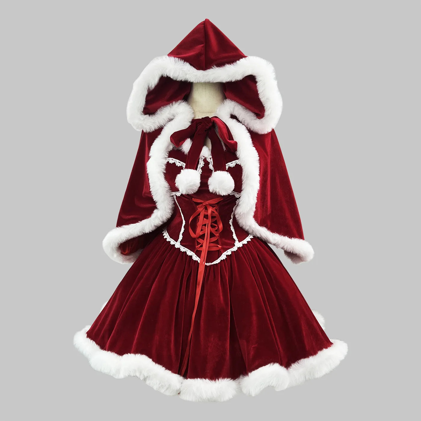 Christmas Party Dresses Santa Claus Cosplay Costumes Lolita Uniform Suit Red Skirt Cape New Year Clothes Xmas Gifts Plus Size