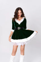 Christmas Dress Outfit For Adult Females Performance Queen Santa Lolita Party Dresses Woman Clothes And Fishnet Stockings