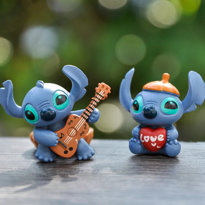 4Pcs/Set Disney Anime Lilo & Stitch Action Figure Cute Model Doll DIY Cake Decoration Birthday Gift For Kids Friends