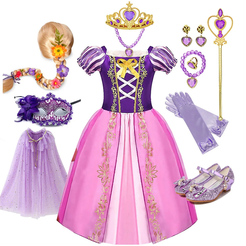 Princess Girl Dress Rapunze Costume For Kids Girl Halloween Cosplay Birthday Party Dresses Gowns Children Clothes Outfit