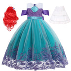 Cute Girl Princess Little Mermaid Ariel Dress Kids Cosplay Costume Children Halloween Birthday Party Clothes Summer Dress Girl