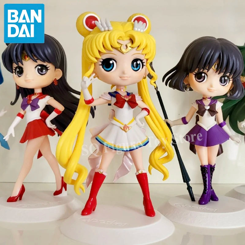 Original Bandai Qposket Sailor Moon Figure Eternal The Movie Princess Neptune Uranus Action Figurine Anime Model Girl Statue Toy