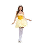Halloween Beauty and the Beast Costume Women's Sexy Yellow Belle Princess Cosplay Carnival Party Fancy Dress Up