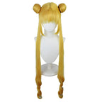 Cosplay Anime Wigs Sailor Moon Tsukino Usagi Long Curly Blonde Double Ponytail Synthetic Cosplay Wig with Rose net