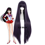 Sailor Mars Hino Rei 100cm Long Anime Cosplay Wigs Fiber Heat Resistant Synthetic Hair + Wig Cap